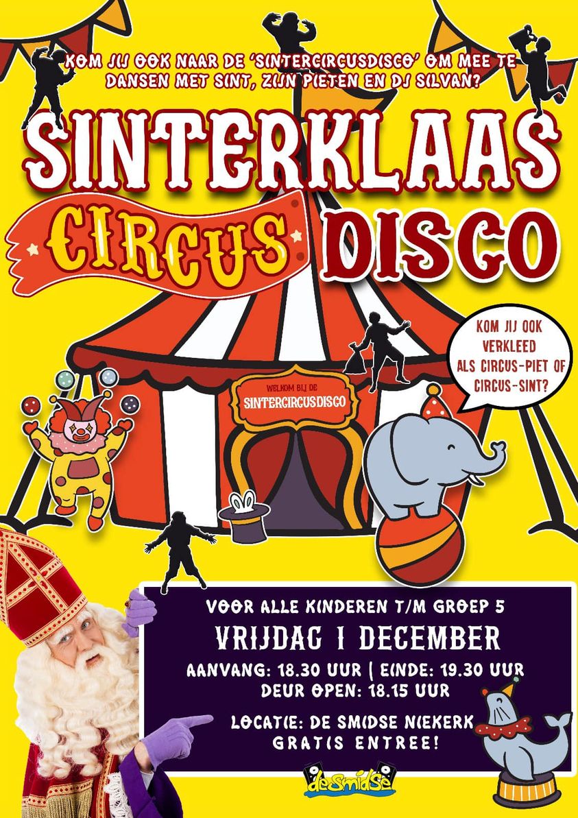 Plaatje van aankondiging Sinterklaas Disco 2023